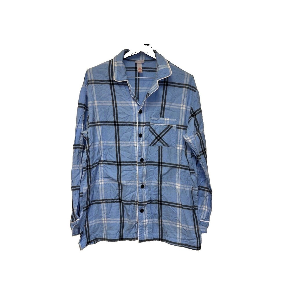 Wondershop Target Men Blue Plaid Collar Button Up Pajama Top Only M Long Sleeve